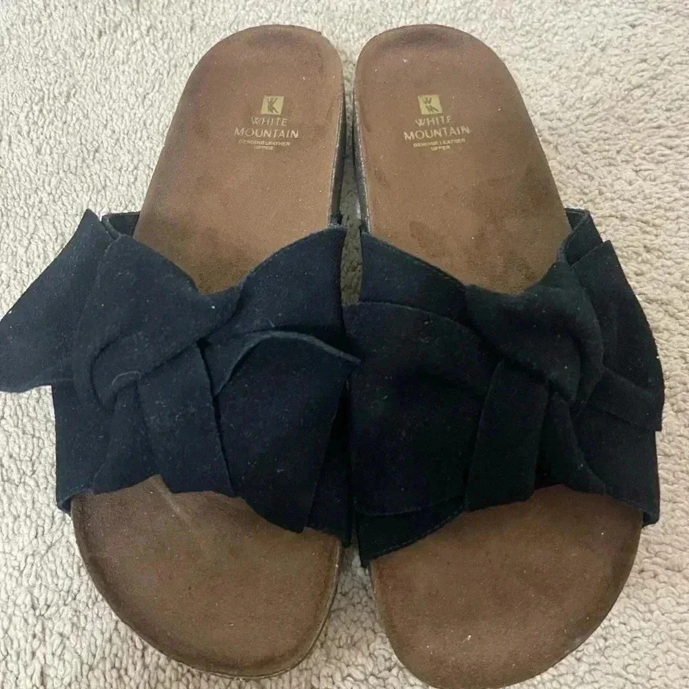 Women’s White Mountain Henley Comfort Flat Slip-on Sandals, Black Suede Size 11 - Picture 6 of 9